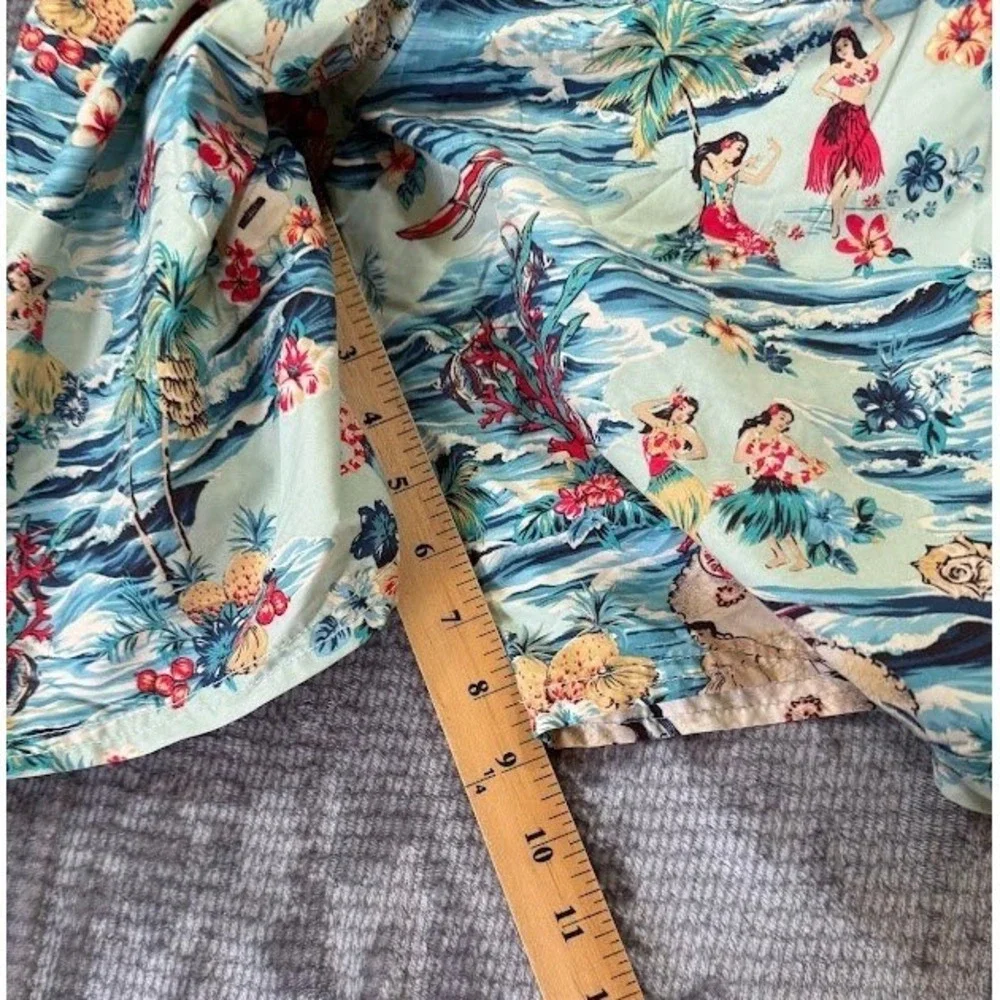 Polo Ralph Lauren Boys Hawaiian Hula Print Swim Trunks Blue Green Size M 24x6